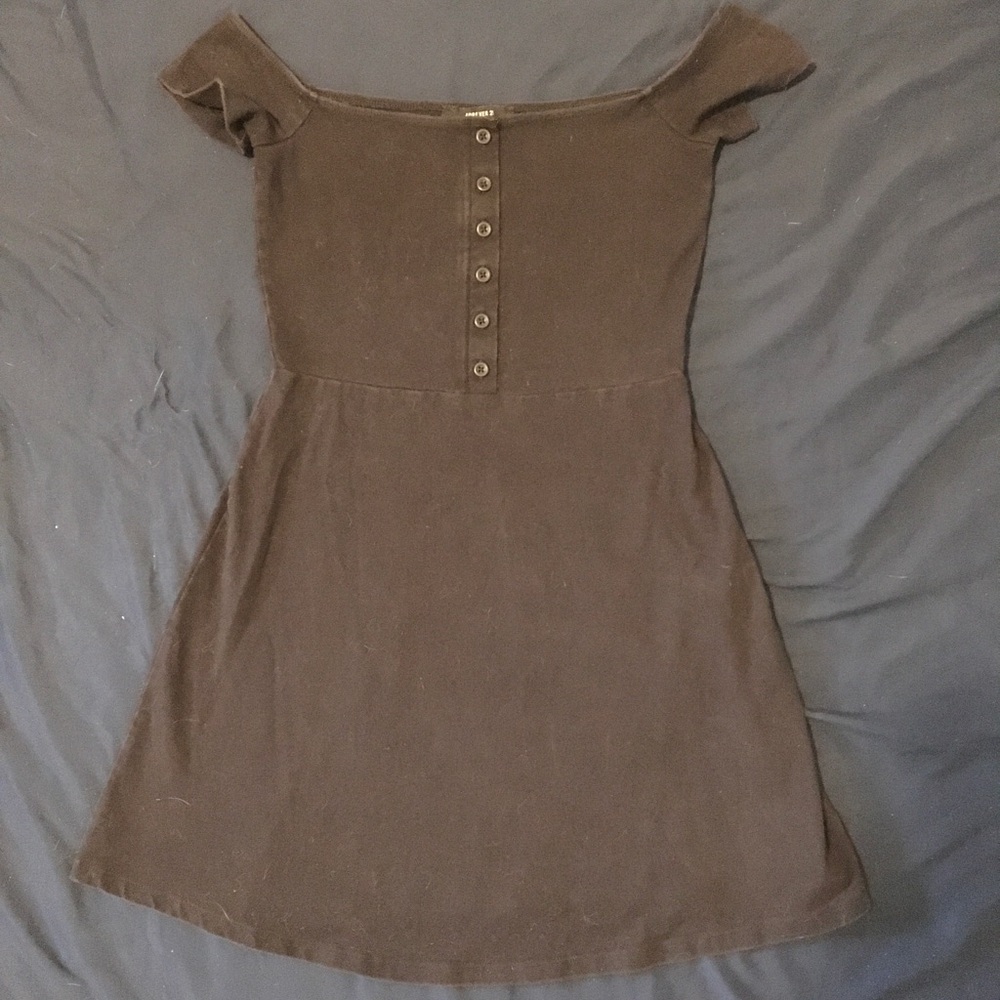 Forever 21 black mini dress with button up front